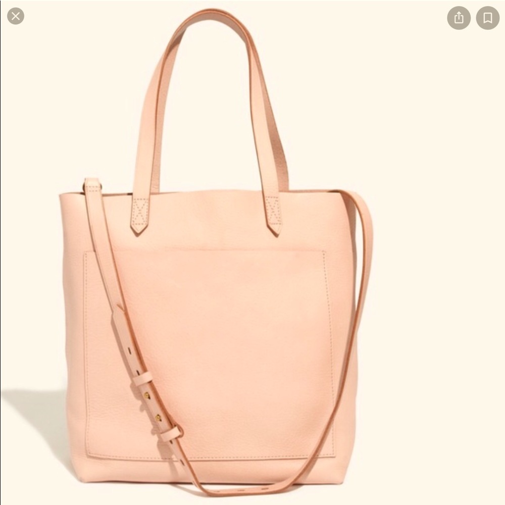 Madewell Transport Blush Pink Leather Tote Bag Open Top Handbag